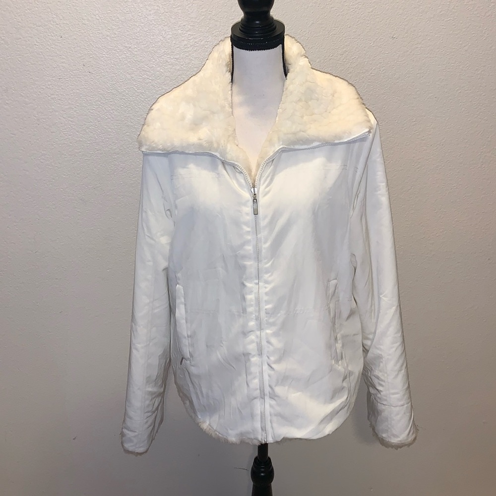 Regent Park reversible faux fur heavy winter jacket cream